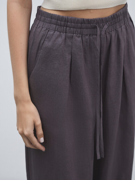 Женские брюки палаццо MAISON DAVID, Артикул KF009, фиолетово-серый | 4602802. Ракурс 3