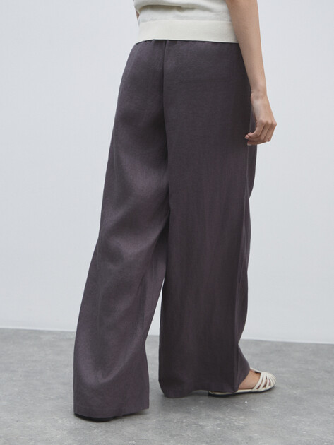 Женские брюки палаццо MAISON DAVID, Артикул KF009, фиолетово-серый | 4602802. Ракурс 4