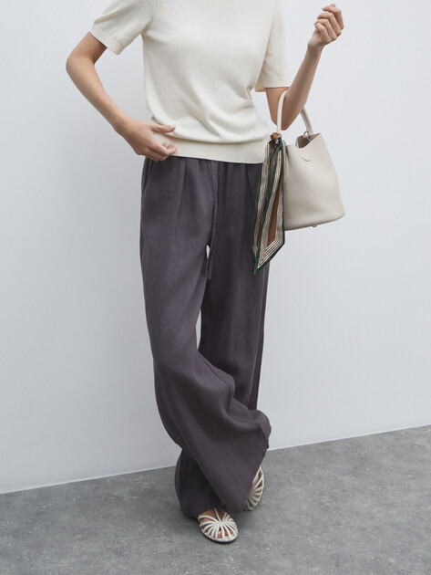 Женские брюки палаццо MAISON DAVID, Артикул KF009, фиолетово-серый | 4602802. Ракурс 5