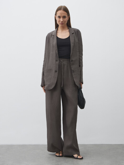 Женские брюки палаццо MAISON DAVID, Артикул KF009, пыльно-коричневый | 4602816. Ракурс 2