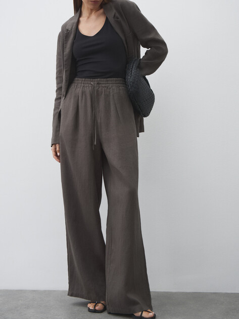 Женские брюки палаццо MAISON DAVID, Артикул KF009, пыльно-коричневый | 4602816. Ракурс 5