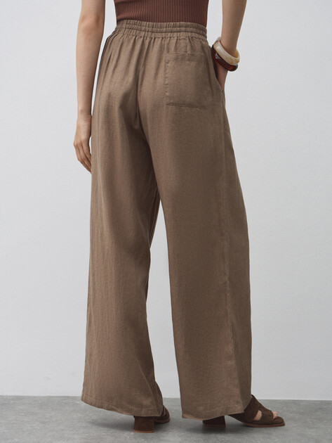 Женские брюки палаццо MAISON DAVID, Артикул KF009, зеленовато-коричневый | 4602830. Ракурс 4