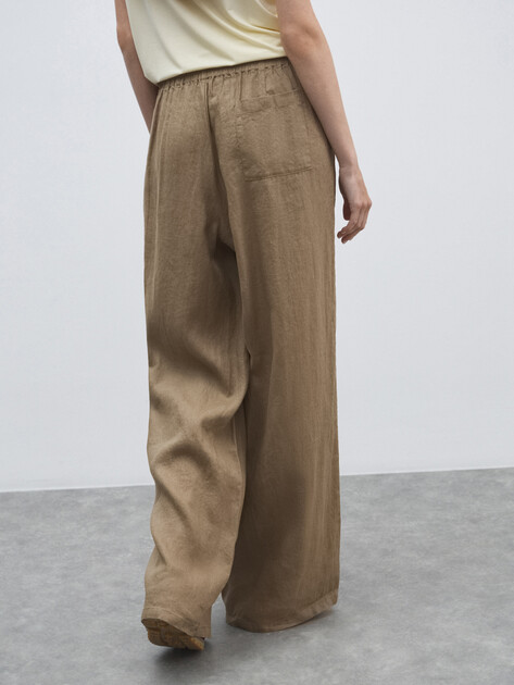 Женские брюки палаццо MAISON DAVID, Артикул KF009, светлый хаки | 4602851. Ракурс 4