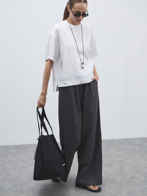 Женские брюки палаццо MAISON DAVID, Артикул KF009, антрацитовый | 4602872. Ракурс 2