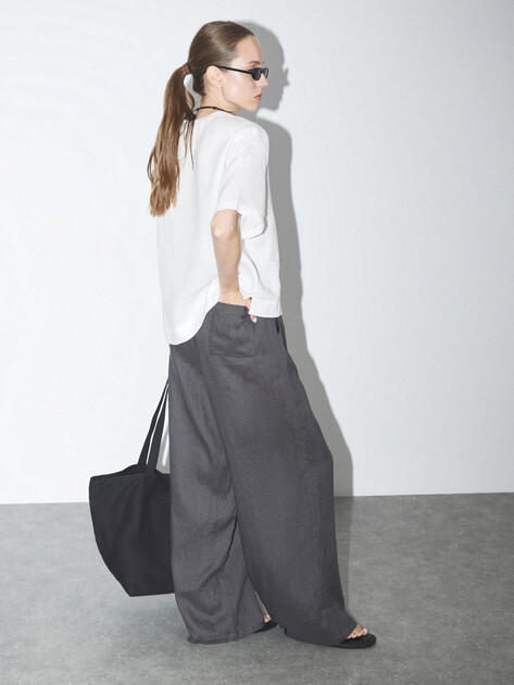 Женские брюки палаццо MAISON DAVID, Артикул KF009, антрацитовый | 4602872. Ракурс 5