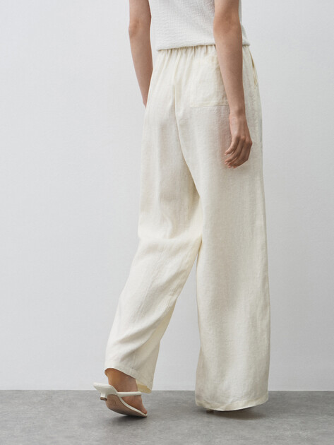 Женские брюки палаццо MAISON DAVID, Артикул KF009, молочно-белый | 4602886. Ракурс 4