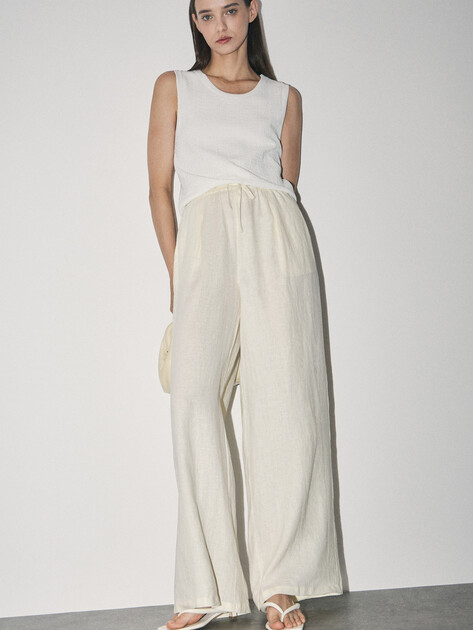 Женские брюки палаццо MAISON DAVID, Артикул KF009, молочно-белый | 4602886. Ракурс 5