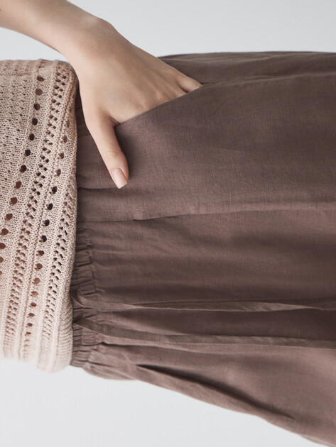 Женские брюки палаццо MAISON DAVID, Артикул KF009, серовато-коричневый | 4602893. Ракурс 3