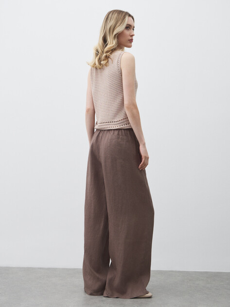 Женские брюки палаццо MAISON DAVID, Артикул KF009, серовато-коричневый | 4602893. Ракурс 4