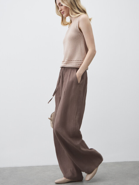 Женские брюки палаццо MAISON DAVID, Артикул KF009, серовато-коричневый | 4602893. Ракурс 5