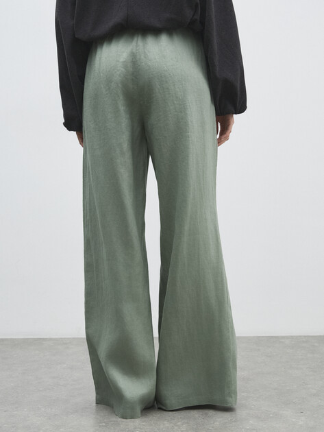 Женские широкие брюки  MAISON DAVID, Артикул KF019, фисташковый | 4602922. Ракурс 4