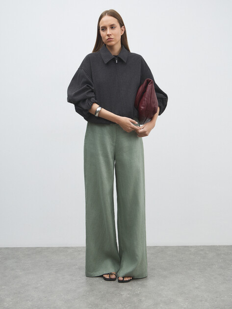 Женские широкие брюки  MAISON DAVID, Артикул KF019, фисташковый | 4602922. Ракурс 5