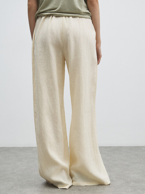 Женские широкие брюки  MAISON DAVID, Артикул KF019, молочный | 4602943. Ракурс 4