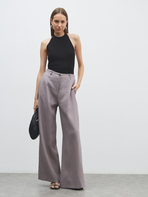 Женские широкие брюки  MAISON DAVID, Артикул KF019, розовато-серый | 4602964. Ракурс 2