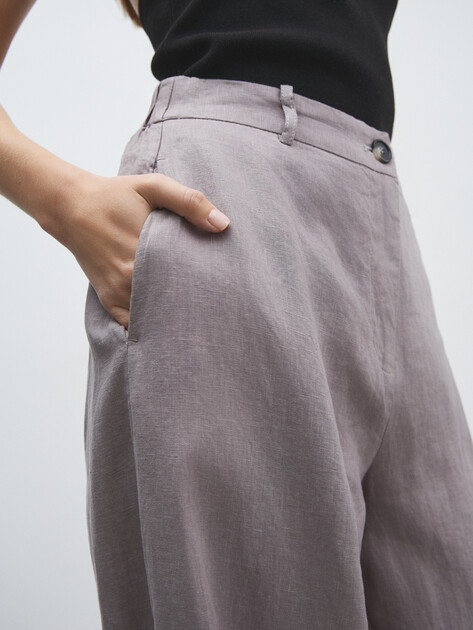 Женские широкие брюки  MAISON DAVID, Артикул KF019, розовато-серый | 4602964. Ракурс 3