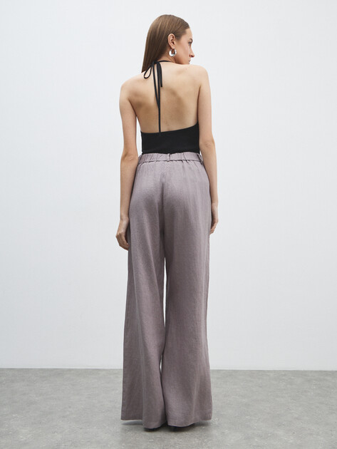 Женские широкие брюки  MAISON DAVID, Артикул KF019, розовато-серый | 4602964. Ракурс 4