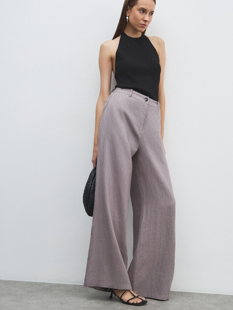 Женские широкие брюки  MAISON DAVID, Артикул KF019, розовато-серый | 4602964. Ракурс 5