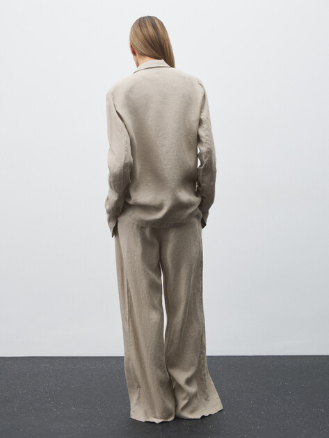 Женские широкие брюки  MAISON DAVID, Артикул KF019, пыльно-бежевый | 4602978. Ракурс 4