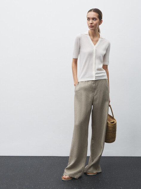 Женские широкие брюки  MAISON DAVID, Артикул KF019, зелено-серый | 4602992. Ракурс 2