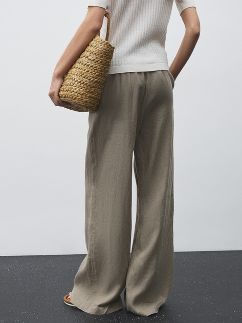Женские широкие брюки  MAISON DAVID, Артикул KF019, зелено-серый | 4602992. Ракурс 4