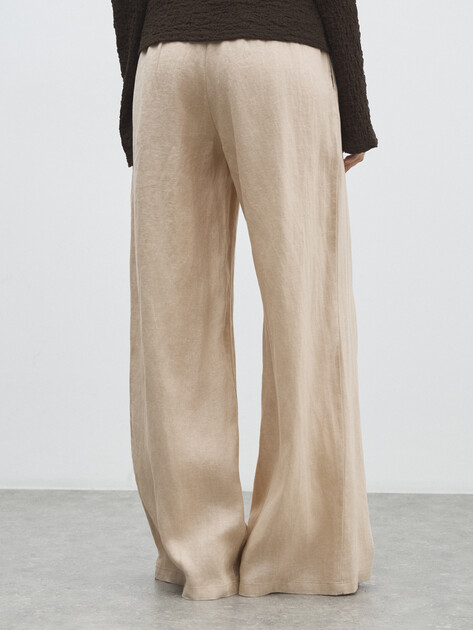 Женские широкие брюки  MAISON DAVID, Артикул KF019, пшеничный | 4602999. Ракурс 4