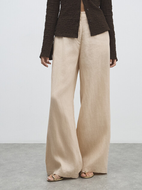 Женские широкие брюки  MAISON DAVID, Артикул KF019, пшеничный | 4602999. Ракурс 5