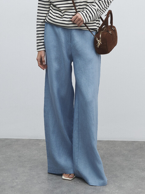 Женские широкие брюки  MAISON DAVID, Артикул KF019, голубой | 4603006. Ракурс 5