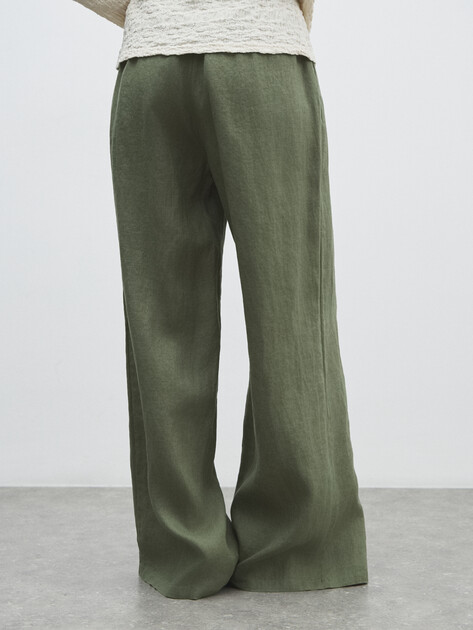 Женские широкие брюки  MAISON DAVID, Артикул KF019, серовато-зеленый | 4603014. Ракурс 4