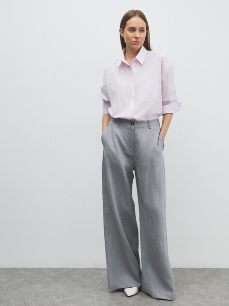 Женские широкие брюки MAISON DAVID, Артикул KF019, светло-серый | 4603021. Ракурс 2 Женские широкие брюки MAISON DAVID, Артикул KF019, светло-серый | 4603021. Ракурс 2