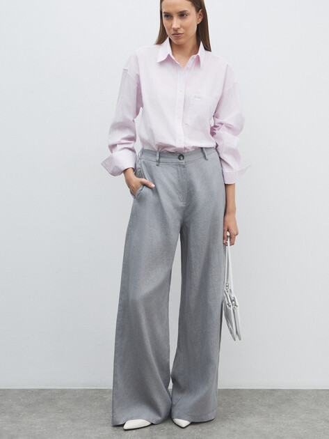 Женские широкие брюки MAISON DAVID, Артикул KF019, светло-серый | 4603021. Ракурс 5 Женские широкие брюки MAISON DAVID, Артикул KF019, светло-серый | 4603021. Ракурс 5