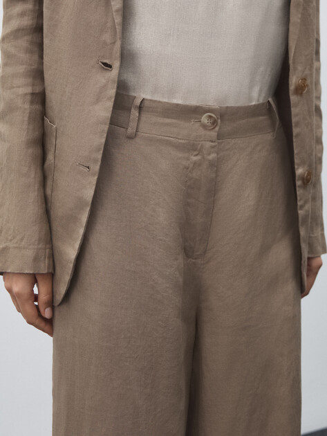 Женские широкие брюки  MAISON DAVID, Артикул KF019, серовато-коричневый | 4603028. Ракурс 3