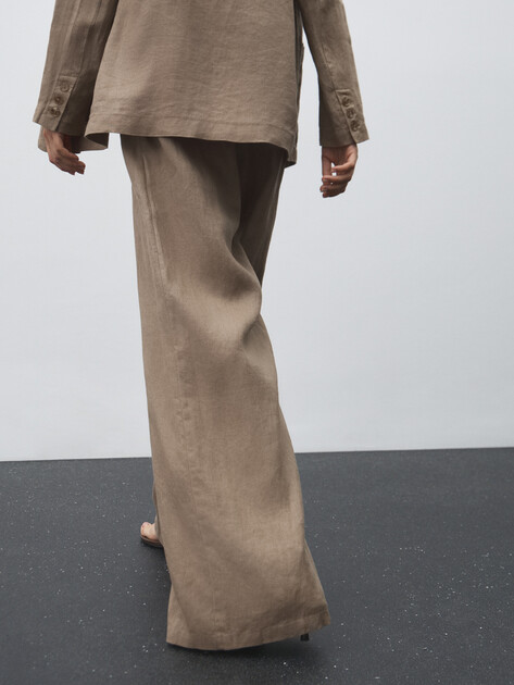 Женские широкие брюки  MAISON DAVID, Артикул KF019, серовато-коричневый | 4603028. Ракурс 4