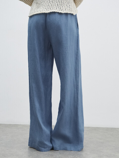 Женские широкие брюки  MAISON DAVID, Артикул KF019, серовато-голубой | 4603042. Ракурс 4