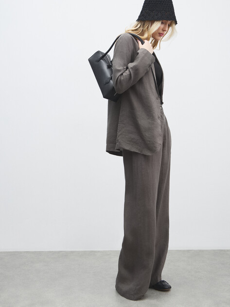 Женские широкие брюки  MAISON DAVID, Артикул KF019, пыльно-коричневый | 4603049. Ракурс 5