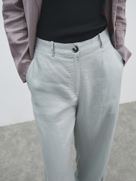Женские широкие брюки  MAISON DAVID, Артикул KF019, голубовато-серый | 4603070. Ракурс 3