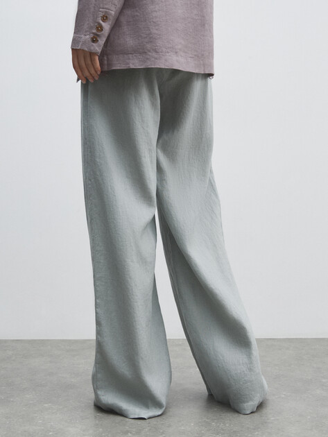 Женские широкие брюки  MAISON DAVID, Артикул KF019, голубовато-серый | 4603070. Ракурс 4