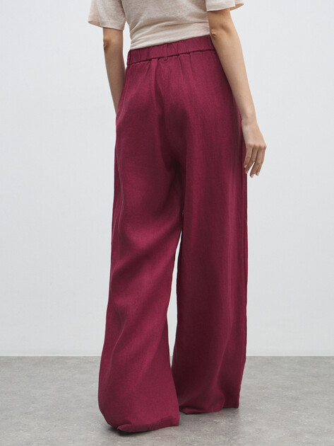Женские широкие брюки  MAISON DAVID, Артикул KF019, вишневый | 4603091. Ракурс 4