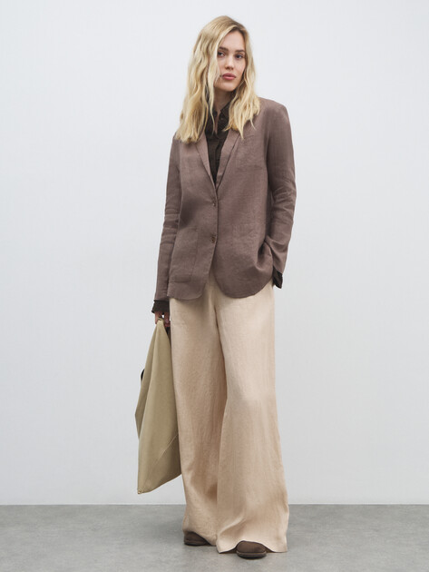 Женские широкие брюки  MAISON DAVID, Артикул KF019, светло-бежевый | 4603113. Ракурс 2