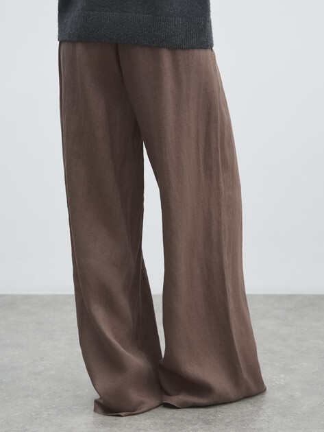 Женские широкие брюки  MAISON DAVID, Артикул KF019, серовато-коричневый | 4603127. Ракурс 4