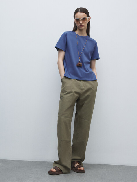 Женская футболка MAISON DAVID FABIENNE_Y664, Артикул FABIENNE_Y664, серо-синий | 4605820. Ракурс 2