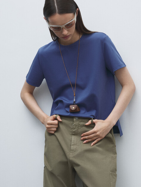 Женская футболка MAISON DAVID FABIENNE_Y664, Артикул FABIENNE_Y664, серо-синий | 4605820. Ракурс 5