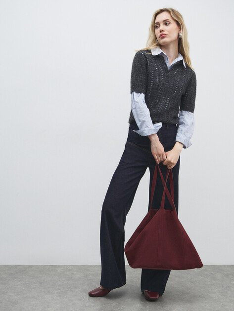 Женские широкие джинсы  MAISON DAVID, Артикул ZH25-28B, ночной синий | 4606899. Ракурс 2