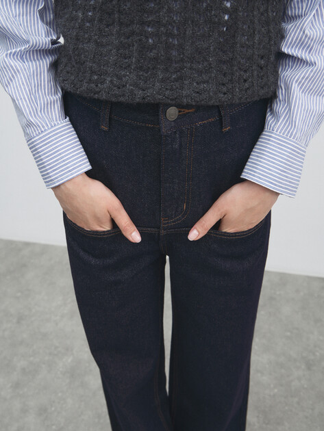 Женские широкие джинсы  MAISON DAVID, Артикул ZH25-28B, ночной синий | 4606899. Ракурс 3