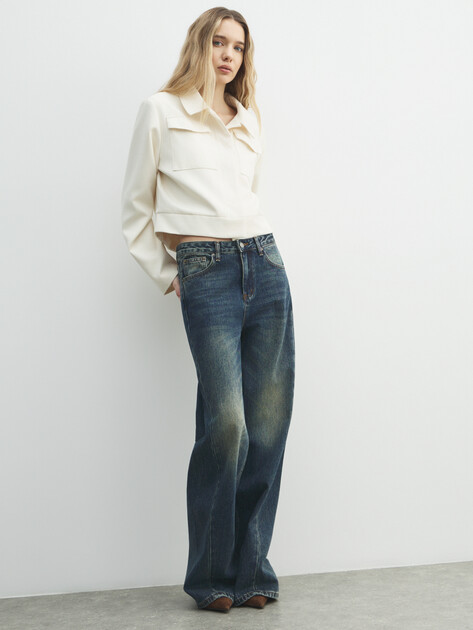 Женские джинсы клеш MAISON DAVID, Артикул ZH25-52, темно-синий | 4607009. Ракурс 5