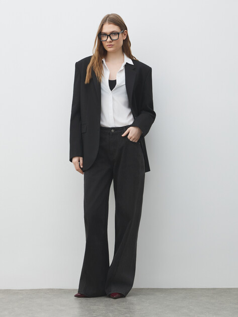 Женские широкие джинсы  MAISON DAVID, Артикул ZH25-56, черный | 4607138. Ракурс 2