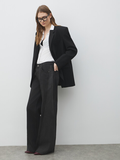 Женские широкие джинсы  MAISON DAVID, Артикул ZH25-56, черный | 4607138. Ракурс 5
