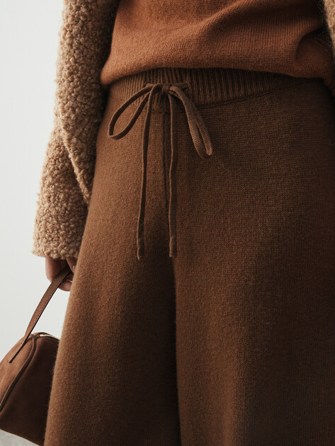 Женские широкие брюки  MAISON DAVID, Артикул FL8775, светло-коричневый | 4615390. Ракурс 3