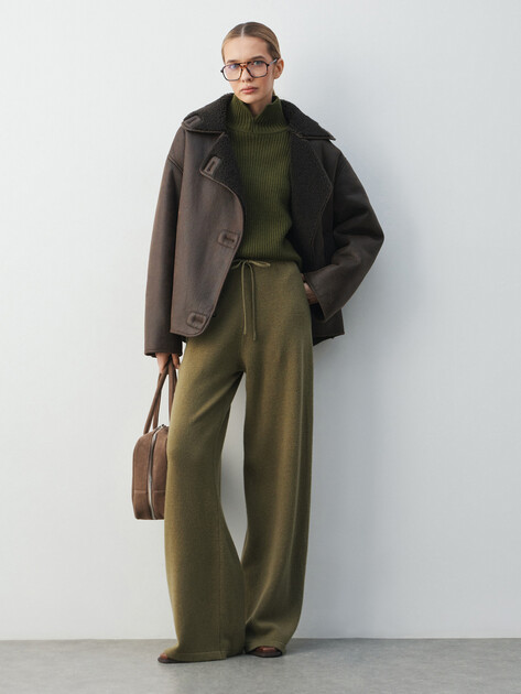 Женские широкие брюки  MAISON DAVID, Артикул FL8775, светлый хаки | 4615404. Ракурс 2