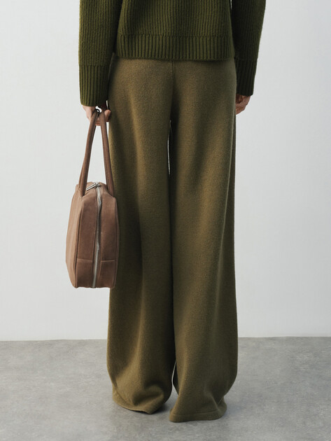 Женские широкие брюки  MAISON DAVID, Артикул FL8775, светлый хаки | 4615404. Ракурс 4