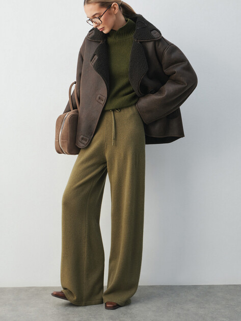 Женские широкие брюки  MAISON DAVID, Артикул FL8775, светлый хаки | 4615404. Ракурс 5